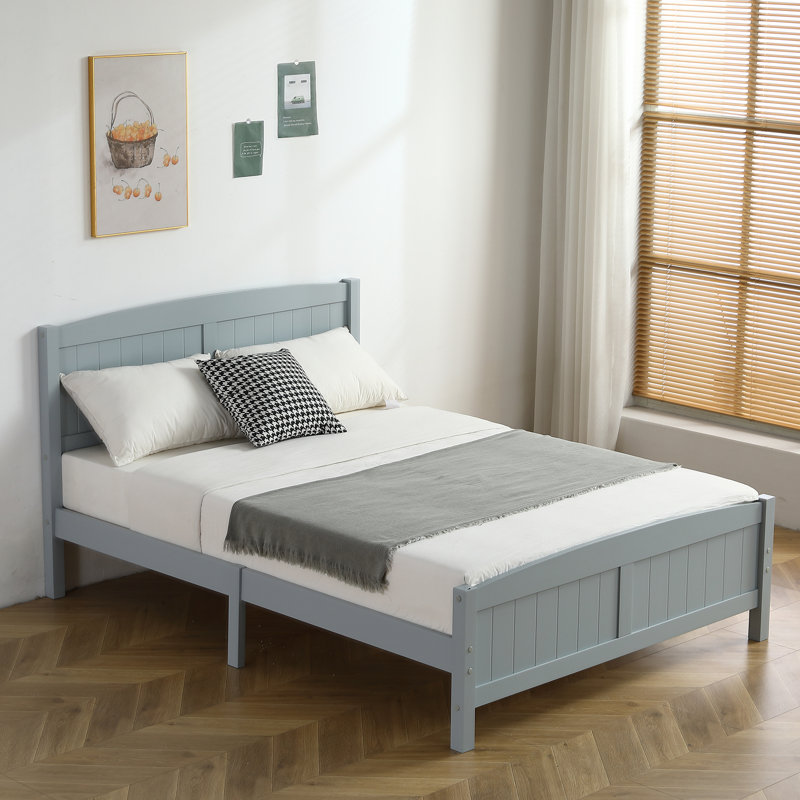 Heffron Solid Wood Bed, Full, Gray
