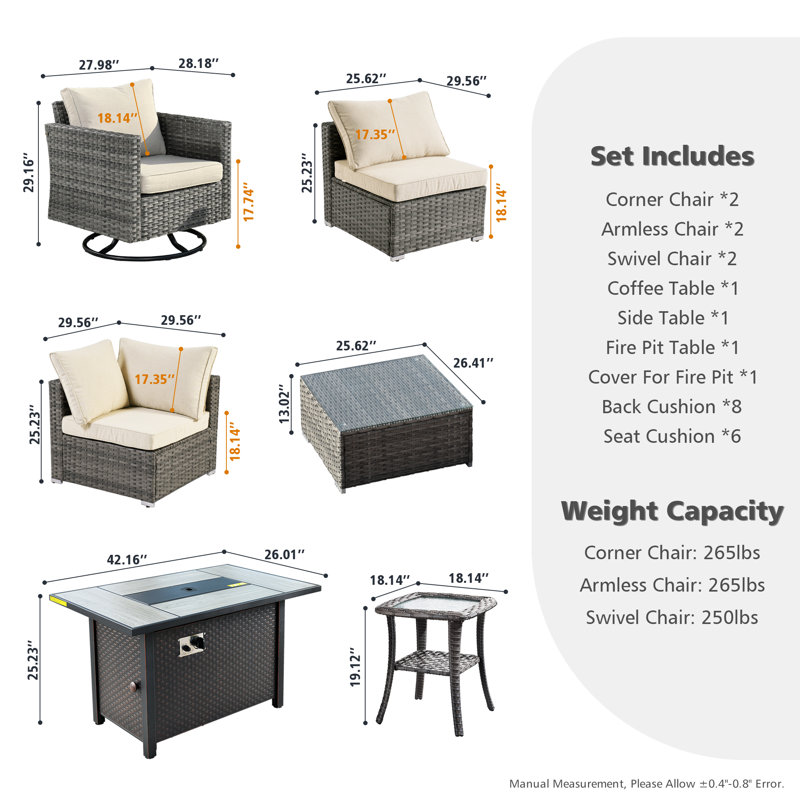 Quinte Premium All-Weather Wicker 6 - Person Patio Conversation Set with Cushions, Beige