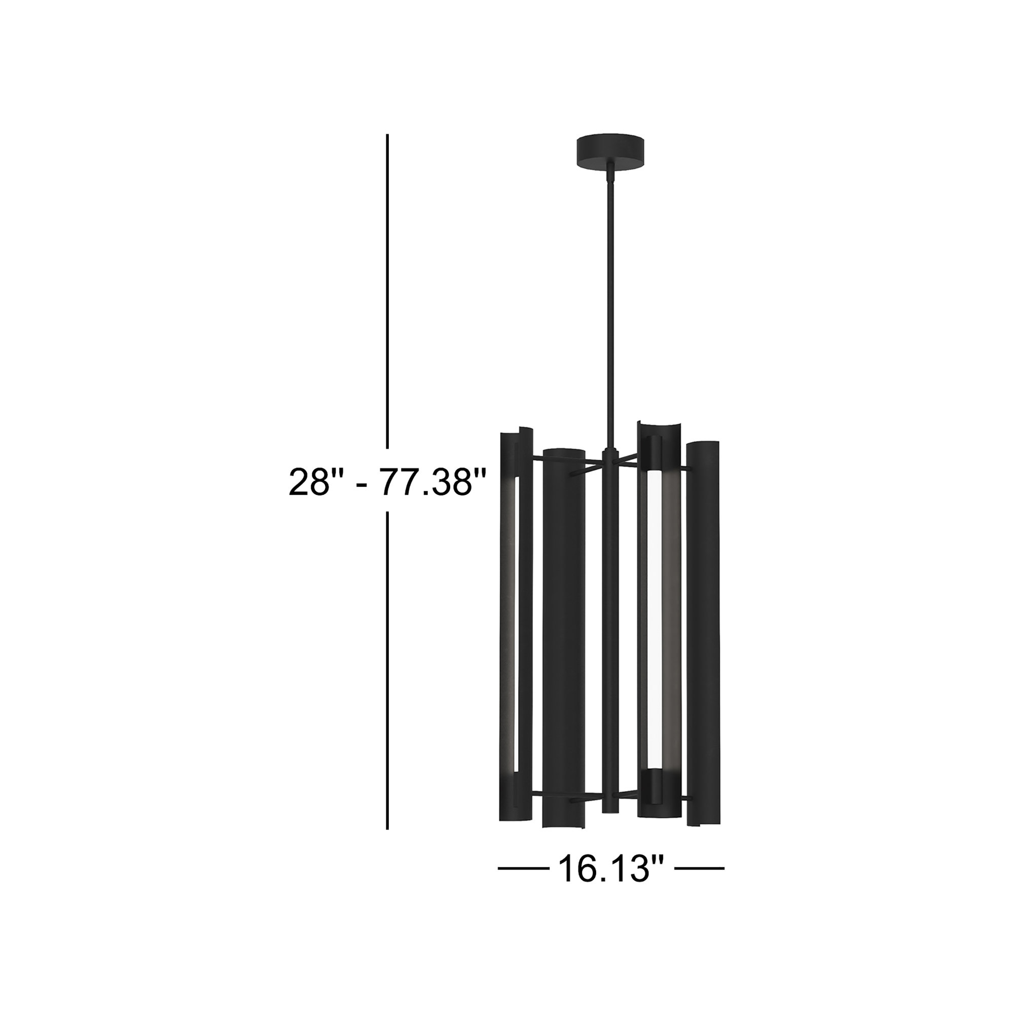 Acrylic Steel Dimmable LED Pendant, 4, Midnight Black, 28" H x 16.13" W x 16.13" D