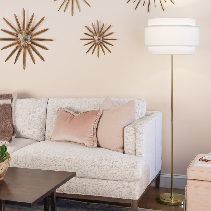 Decker 62.75'' Column Floor Lamp, Ascot White, Modern Brass