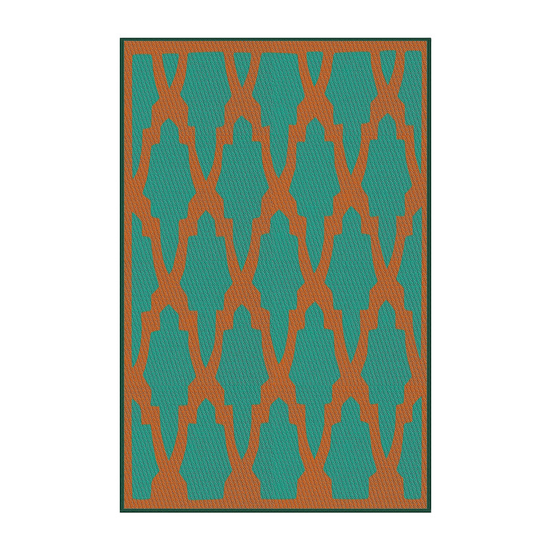 Tapis vert/rouge tissé à la machine, Rectangle 4 pi x 6 pi