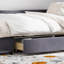 Lit plateforme simple tapissier en forme de L avec rangement et tiroirs, cadre de lit-1163109492