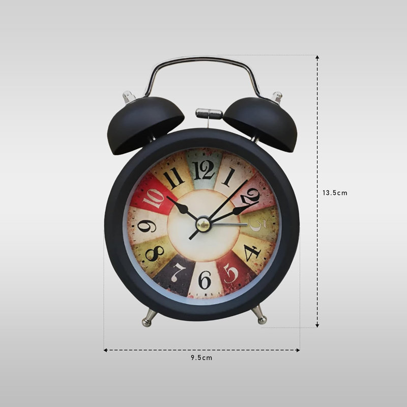 Roman Numeral Quartz Movement / Crystal Alarm Tabletop Clock Black