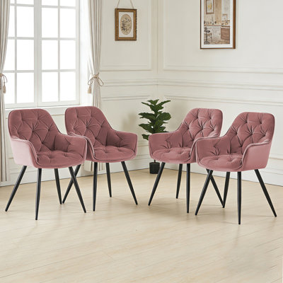 Runkle Upholstered Velvet Dining Chair with Arm