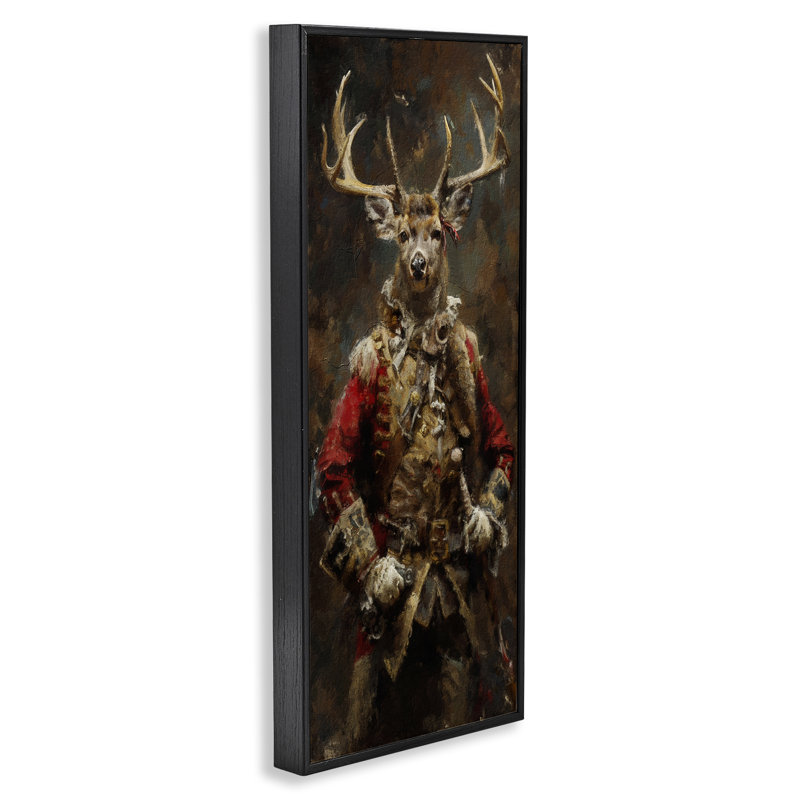 Regal Deer Portrait, art de la giclée encadrée par Sean Parnell, H 24 po x l 10 po, Giclée encadrée noir minuit