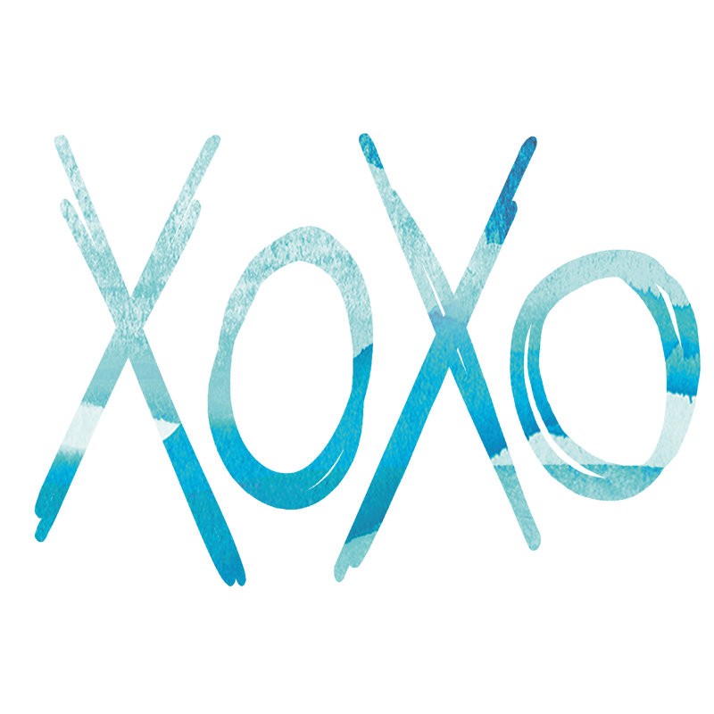 Teal XOXO - Wrapped Canvas Art Prints, 30cm H x 46cm W