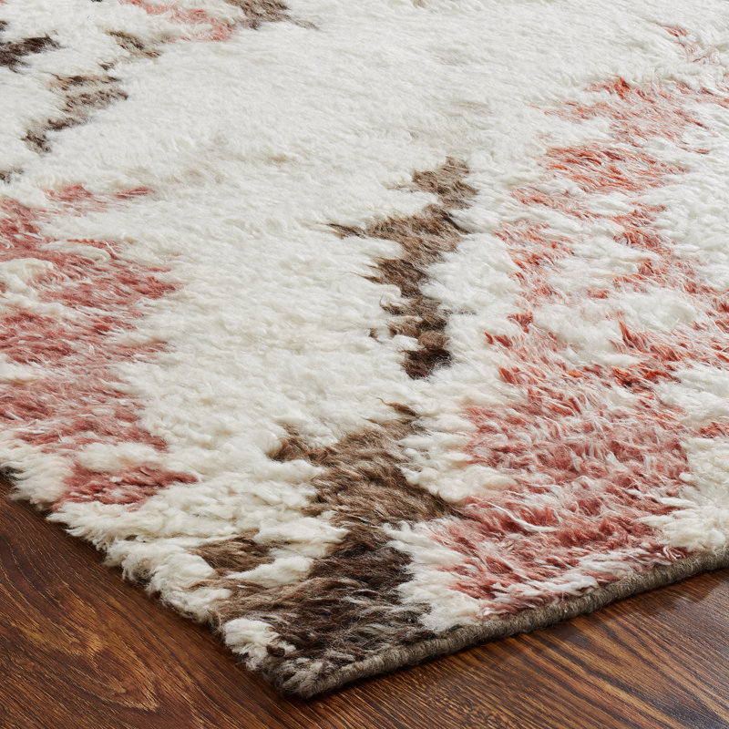 Tapis rose en laine noué à la main Benally, Rectangle 12 pi x 15 pi
