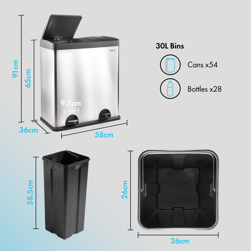 Steel Step On Recycling Bin - 60L