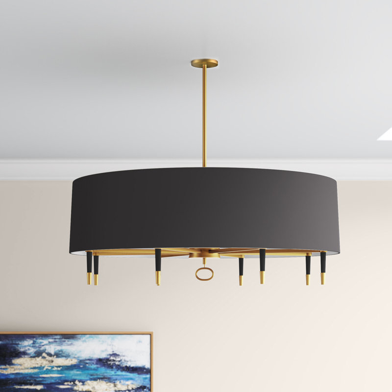 Lustre tambour 8 lumières Langford, Noir / bronze