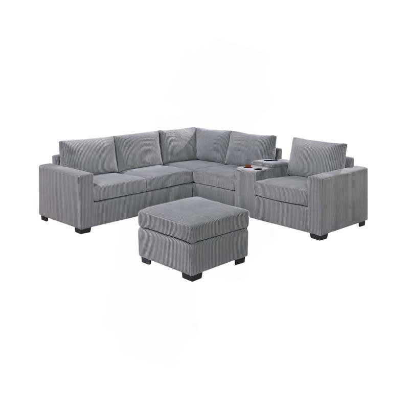 Ensemble de canapé modulaire 4 pièces moderne et fonctionnel, Gris clair