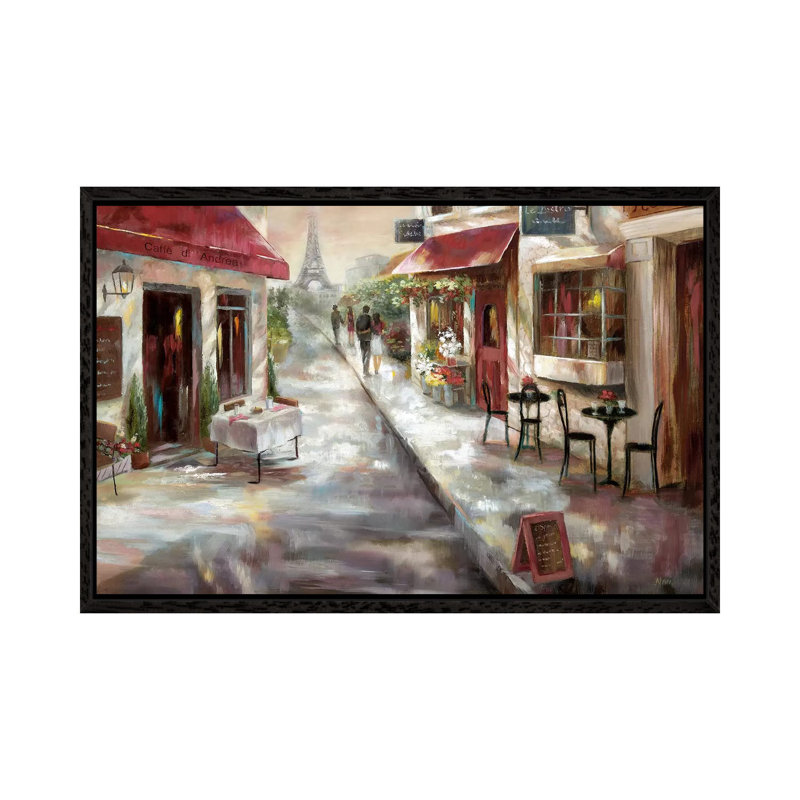 Parisian Café by Nan - Painting on Canvas, 66.04 cm H x 45.72 cm W, Black Framed