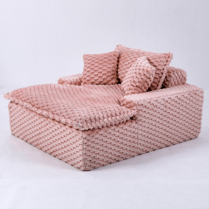 Boneless 51 - Inch With Modern Minimalist Line Design, Ideal For Sleep And Rest, Black Pink Color, Simple Installation Bedroom Bay Window Reading Corner Living Room Audio Visual Area, Color Combination, Quick