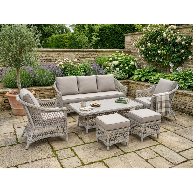 Cotswold Wicker Sofa Set with Height Adjust Table