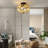 18" White Wood Beaded Ceiling Fan, Flush Mount Caged Low Profile Fan Light Fixture(bulbs Not Included), Versatile For Indoor Entryway Bathroom Bedroom Kitchen