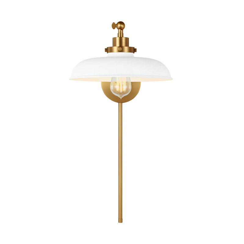 Wellfleet 1 - Light Armed Sconce, Burnished Brass, Matte White
