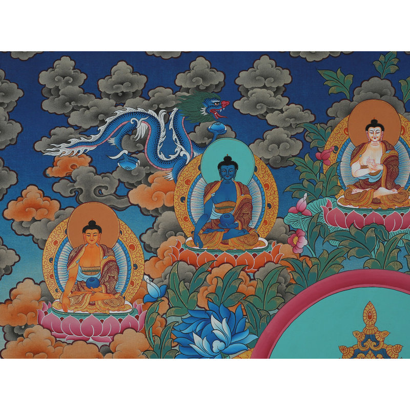 Quatre bras Avalokiteshvara Thangka, peinture (sans brocart)
