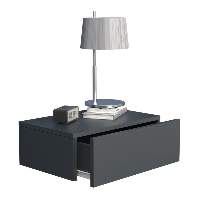 Satender Manufactured Wood Bedside Table, Anthracite, 15cm H x 45cm W x 30cm D