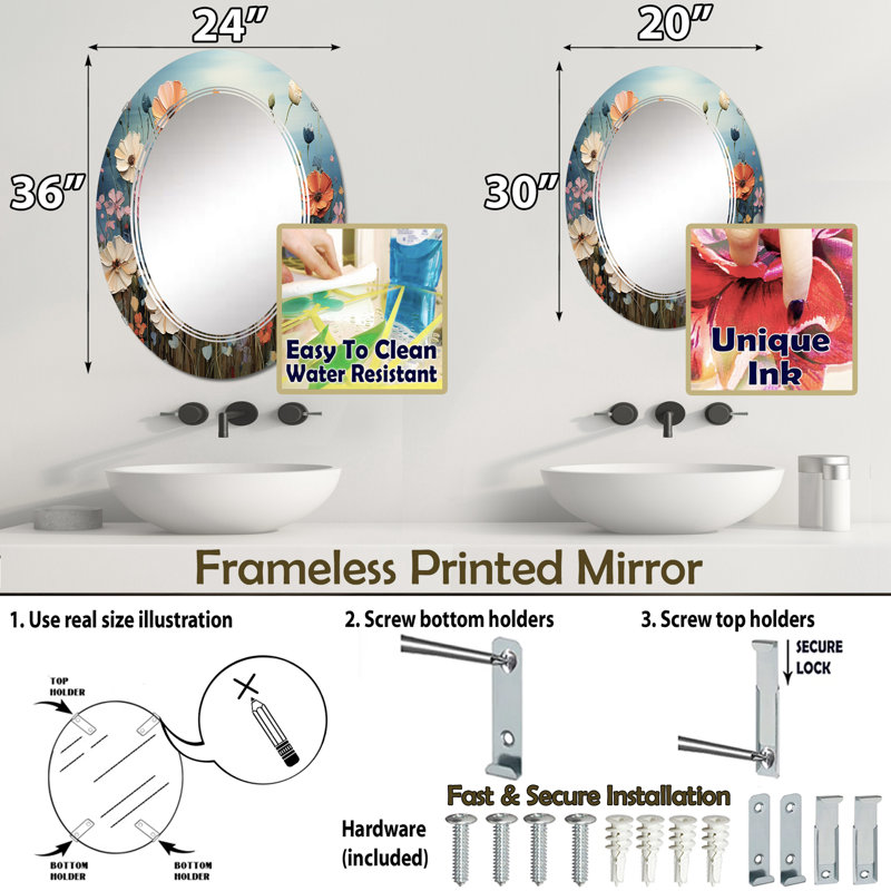 Miroir mural Zeven, 30 po x 20 po