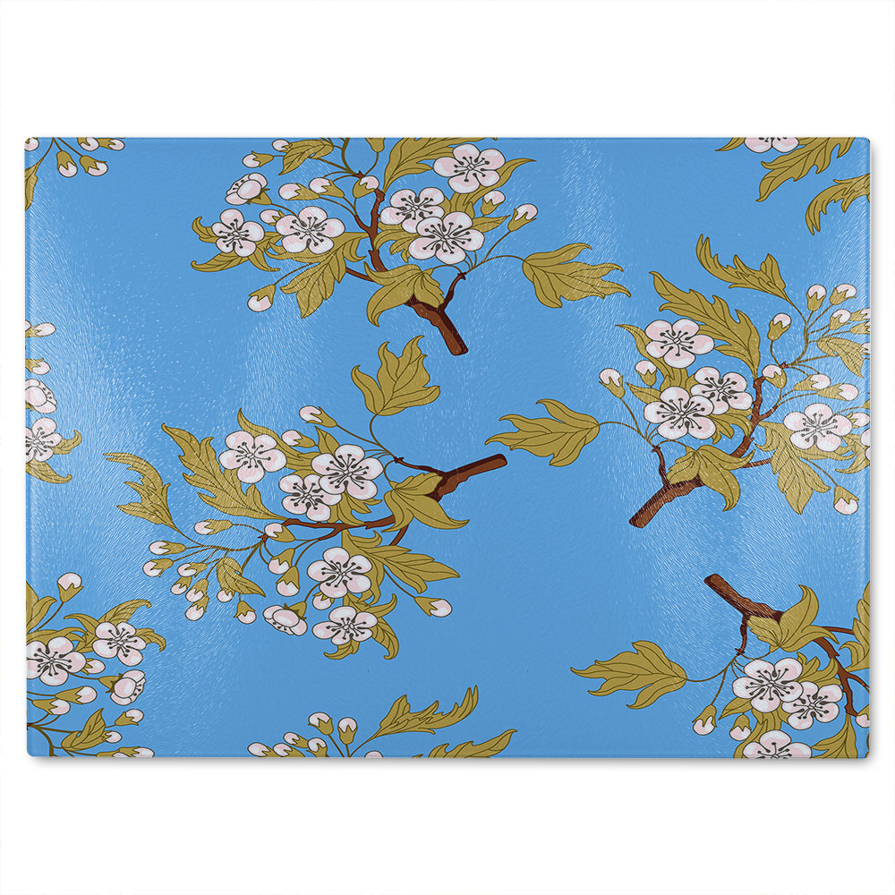 Orchid Branches On Glass Chopping Board