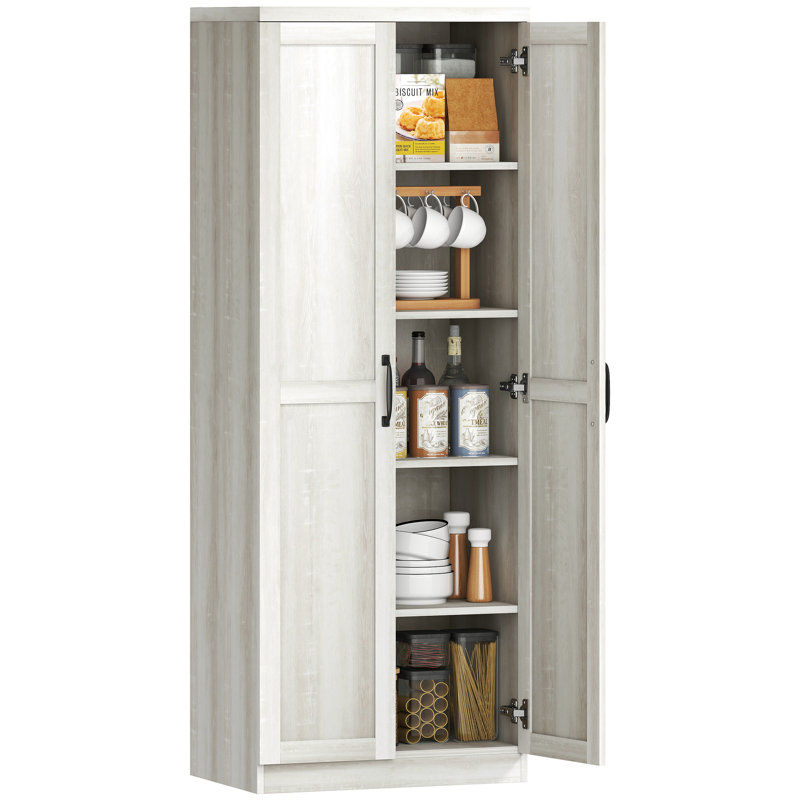 Pantry Cabinet with Adjustable Shelves, Doors, Antique White