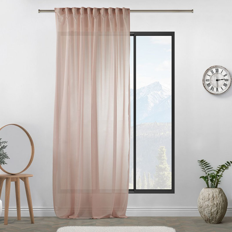 Sheer Single Curtain Panel, 260cm Width x 500cm Drop, Pink