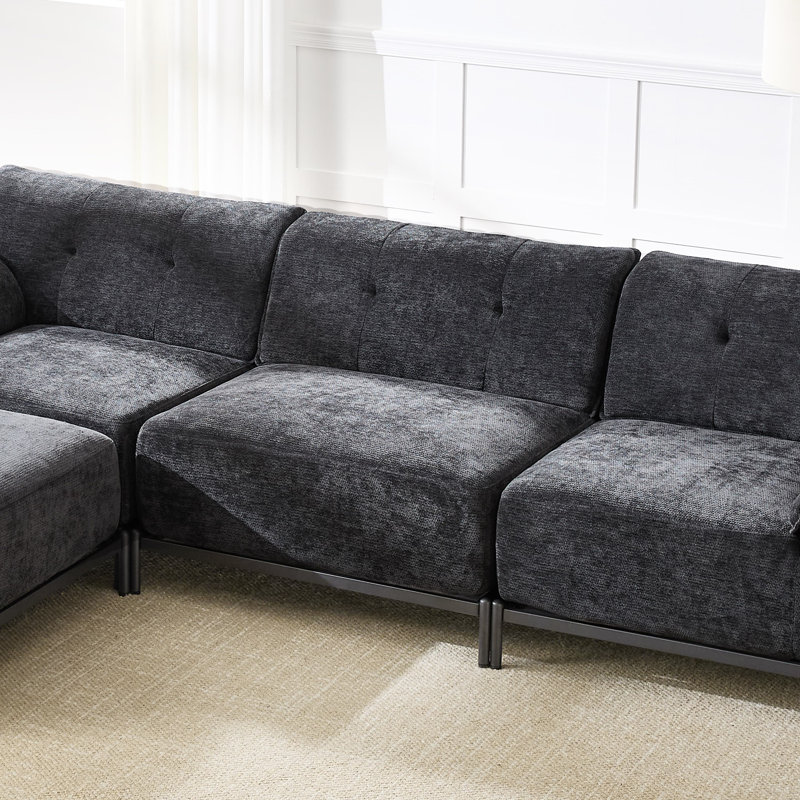 Chaise sans accoudoirs en chenille, Noir
