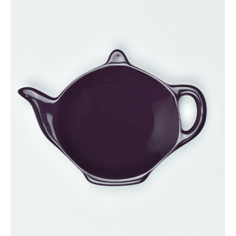 Omniware Teaz Ceramic Tea Bag Plate, Aubergine
