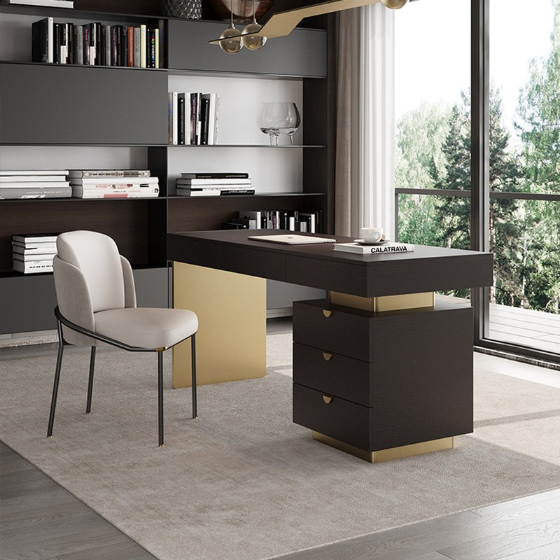 Italian light luxury style desk and chair set
