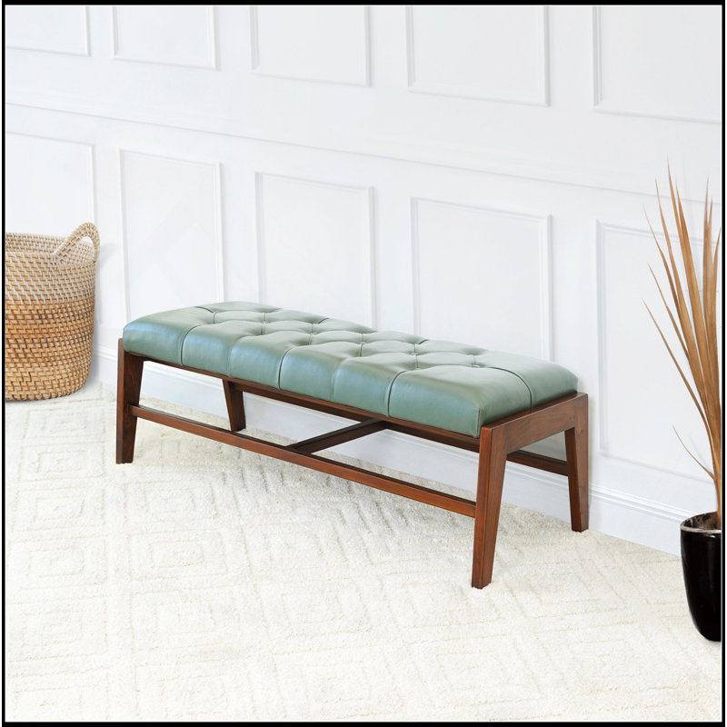 Banc avec boutons (cuir vert)