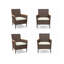 4-Piece All-Weather Brown Rattan Patio Dining Chair