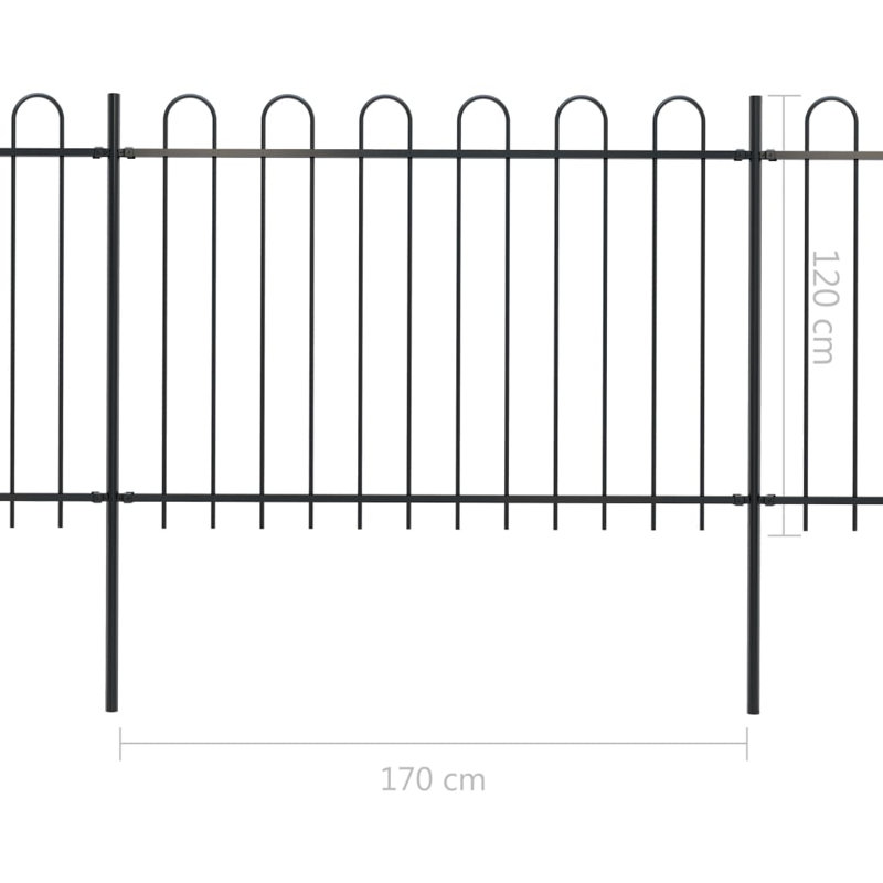 Clôture en métal noir Kimmswick, H 5,6 pi x l 50,2 pi