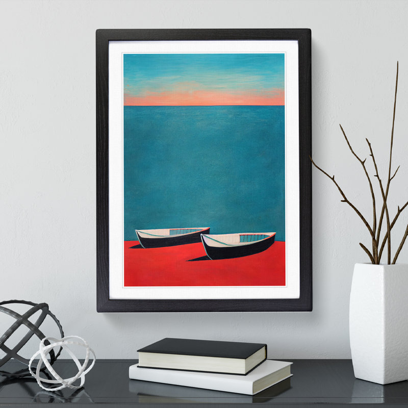 Abstract Boat No.2 1 Piece Single Picture Frame Wall Art, 34cm H x 25cm W x 2cm D, Black