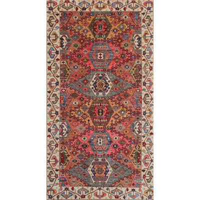Tapis rose / beige de haute qualité noué à la main de conception unique