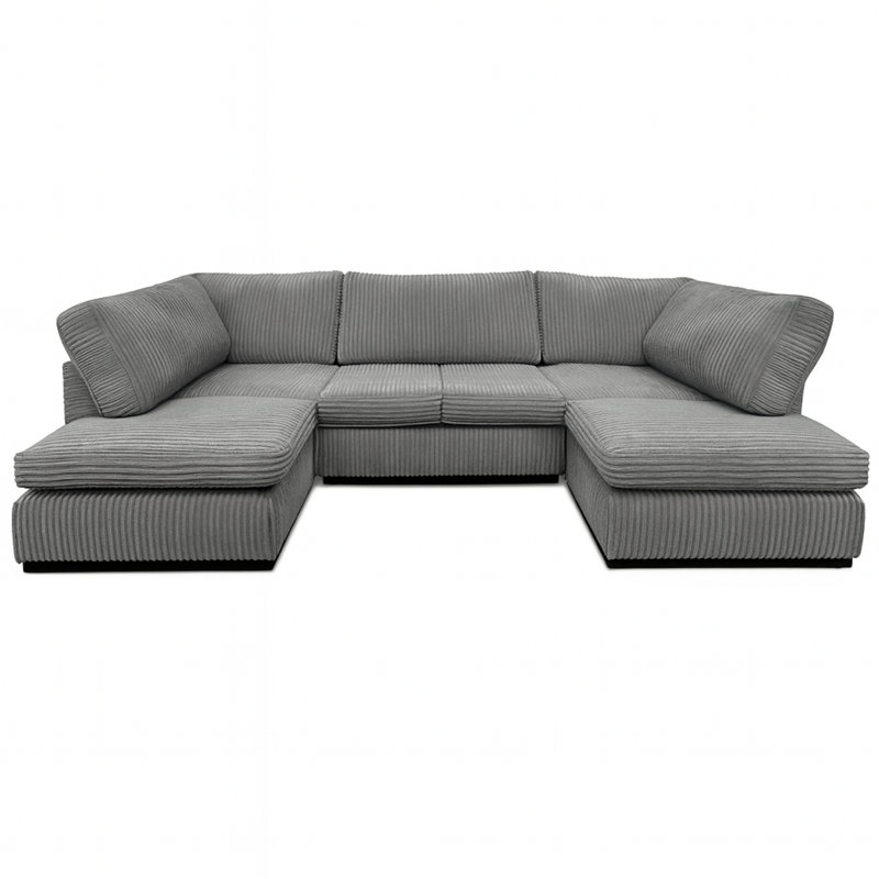 5 Seater Corduroy Corner Sofa , Grey