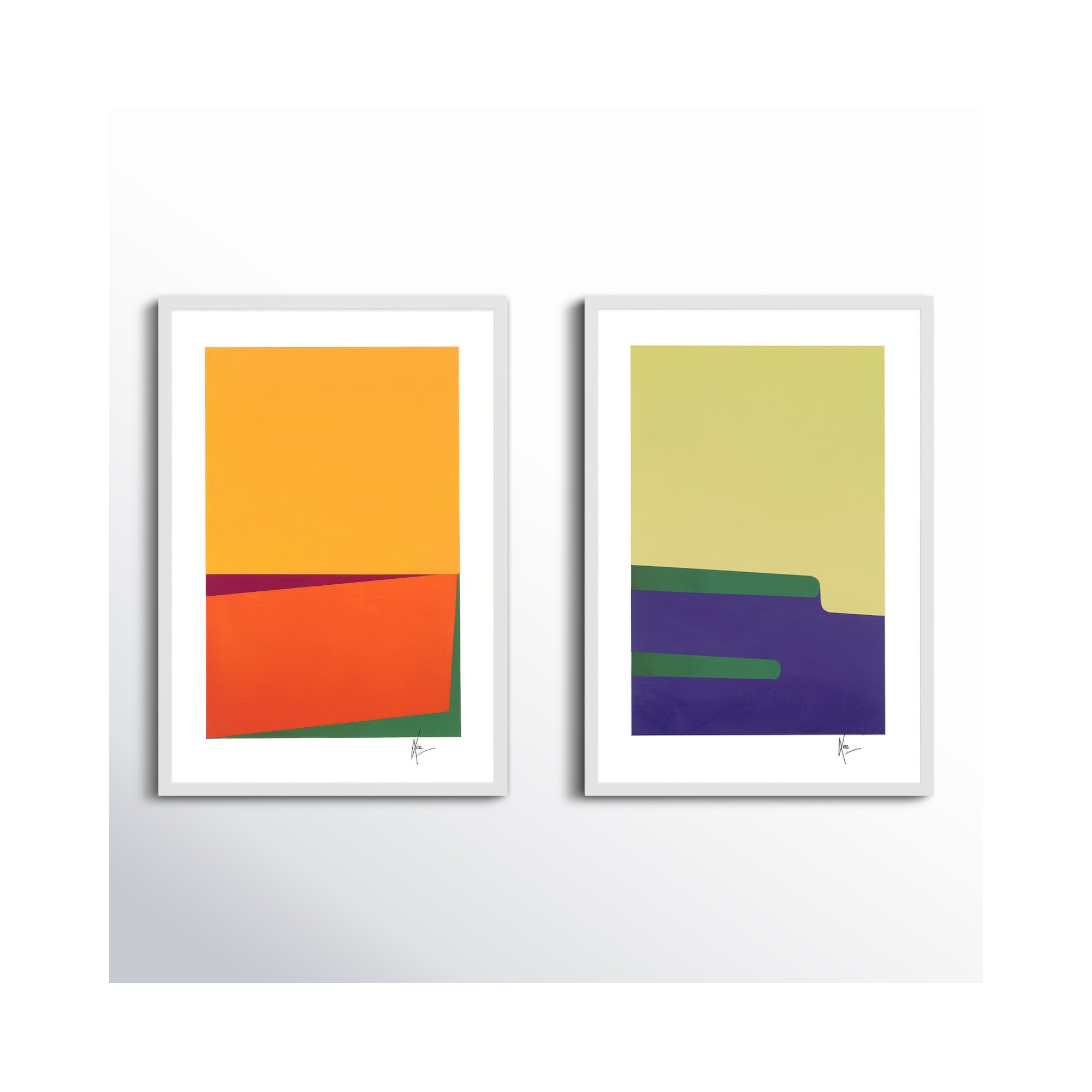 Sahara & Kalahari. Set Of 2 by Lee Lessem, 20" H x 14" W x 1.25" D, White