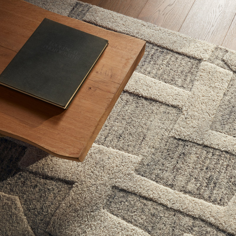 Nikki Chu by  Eminence MNK02 Handmade Abstract Gray and Cream Area Rug, Rectangle 9'6" x 13'6"