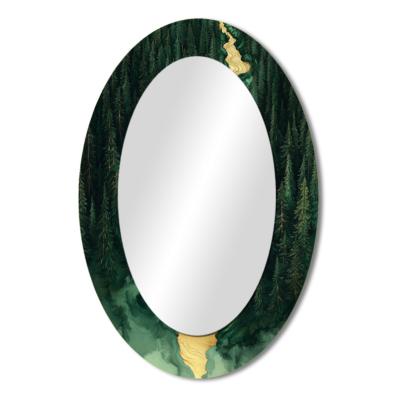 Miroir mural Forest River Of Emerald Crystal IV - Doré, 36 po x 24 po