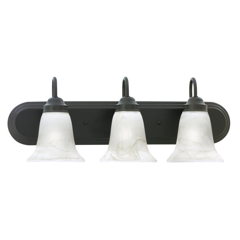 Éclairage pour salle de bain 3 lumières Homestead 24 po de largeur - bronze peint, 9" H x 24" W x 7.5" D, Bronze peint