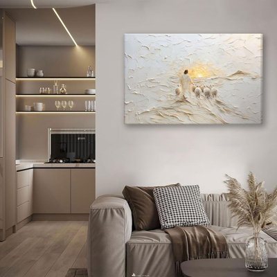Jesus And The Lamb Canvas Wall Art Jesus Leads Lost Lamb Painting Picture Wall Deco Christianity Good Shepherd Jesus Leaves The 99 Poster Print Artwork For Church Prayer Room Bedroom Home Decoration