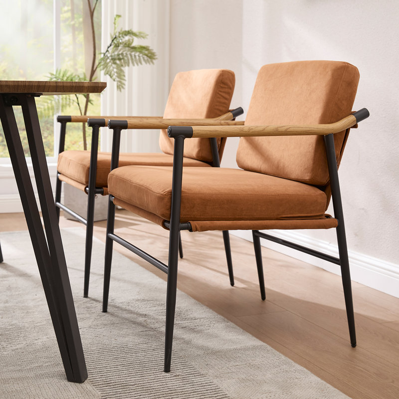 Chaise de salle à manger moderne rembourrée avec accoudoirs et dossier, chaise de salle à manger élégante avec revêtement amovible