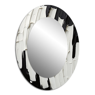 Momentary Spirit Black And White Abstract I - Modern Oval Wall Mirror