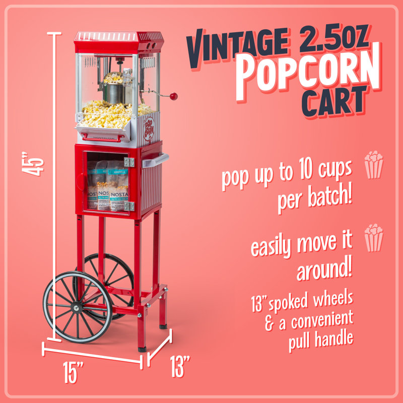 Nostalgie 3 oz Machine à maïs soufflé avec chariot