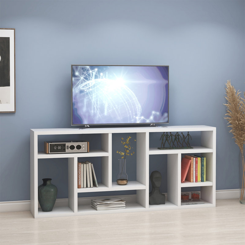 Bibliothèque contemporaine avec neuf tablettes - blanc