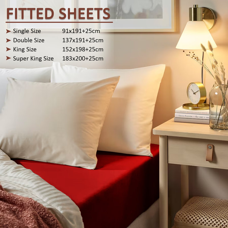 Kian-Scott Fitted Sheet, Double (4'6), Red