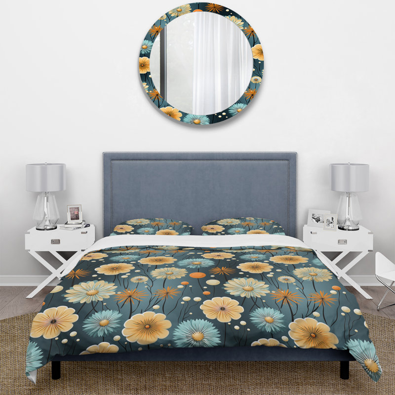 Mod Botanical Delight - Ensemble de housse de couette style Mid-Century - Microfibre de polyester