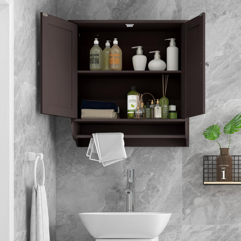 Armoire de salle de bain murale, Brun