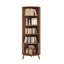 Étagère d'angle à 5 niveaux, bibliothèque d'angle de 67 po de hauteur, étagère d'angle autoportante en bois avec portes coulissantes et tablettes ouvertes, gain de place, armoire de rangement d'angle moderne pour le salon, la cuisine, le bureau (noyer)