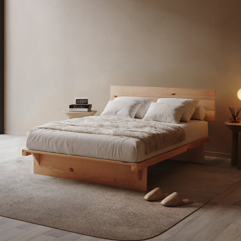 Hardee Solid Wood Bed, European Single (90 x 200 cm), Light Wood