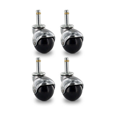 Paquet de 4 roulettes rondes en PVC de 2 po de diamètre avec couvercle à bille en PVC 7/16 po x 1-3 / 8 po Brite
