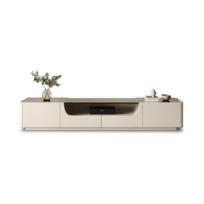 Meuble télé moderne en bois manufacturé blanc, H 15,75 po x L 78,74 po x l 15,75 po